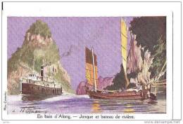 EN BAIE D´ALONG JONQUE ET BATEAU DE RIVIERE (LMC) ILLUSTREE PAR HAFFNER   REF 16238 - Haffner