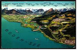 Panoramakarte  -  Bodensee / Rheintal / Rheineck / Heiden / Rorschach  -  Ansichtskarte Ca.1930   (2583) - Rheineck