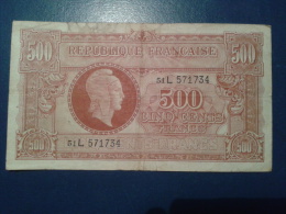 500 FRANCS (MARIANNE) - 1945 LETTRE  L - 1943-1945 Marianna