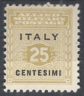 1943 OCCUPAZIONE ANGLO AMERICANA SICILIA 25 CENT MH * - RR11895 - Occ. Anglo-américaine: Sicile