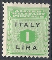 1943 OCCUPAZIONE ANGLO AMERICANA SICILIA 1 LIRA MH * - RR11895 - Ocu. Anglo-Americana: Sicilia