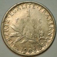 1 FRANC ARGENT SEMEUSE 1903 TB+ - H. 1 Franc