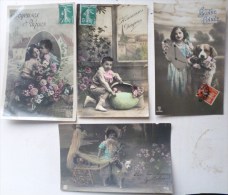 Cpa 4x Photo Montage Enfant Paques Voyagé Cachet Gare De Bellegarde 1911 + Valserine + Thun Plein 1908 Sur Helvetia 10 - Collections, Lots & Séries