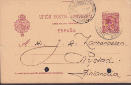 Spain Postal Stationery Ganzsache Entero (P32) BARCELONA 1900 To NYSTAD (Arrival Cds.) Finland (2 Scans) - 1850-1931