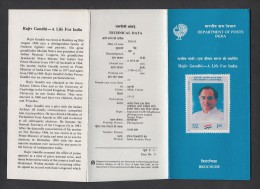 INDIA, 1991, Rajiv Gandhi , A Life For India,  Folder, Brochure - Storia Postale