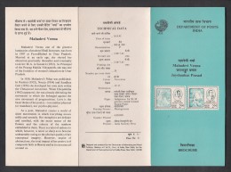 INDIA, 1991, Hindi Writers, (Hindi Literature), Mahadevi Verma, Jayshankar Prasad , Folder - Storia Postale