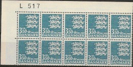 Denmark 1982. Coat Of Arms. Michel 762, Plate-block, 10 Stamps MNH. - Ungebraucht