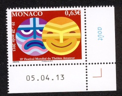 Monaco 2013 - Yv N° 2880 ** - 15e FESTIVAL MONDIAL DU THÉÂTRE AMATEUR ** (coin Daté) - Ungebraucht