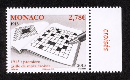 Monaco 2013 - Yv N° 2898 ** - CENTENAIRE DE LA PREMIÈRE GRILLE DE MOTS CROISES - Unused Stamps