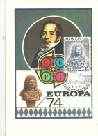 MONACO - EUROPA 1974 -Timbre Et Tampon Jour D'émission - Maximum Cards