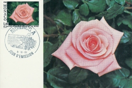 MONACO - Premier Salon International De La Rose - 1981 -Timbre Et Tampon Jour D'émission - Cartas Máxima