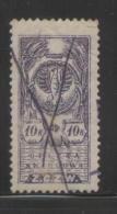 POLAND REVENUE 1919 PROVINCIAL ISSUE EASTERN POLAND 10K LILAC ZCZW CIVIL ADMINISTRATION PERF USED BF#39 Stempelmarke Tax - Steuermarken
