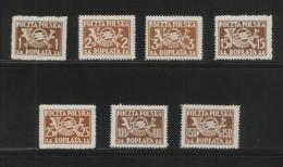 POLAND 1949 POSTAGE DUES SET OF 7 HM (*) POST HORN - Postage Due