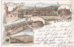 Gruss Aus Grünstadt Color Litho Amtsgericht Neuleiningen Asselheim Post 26.3.1898 Gelaufen - Bad Dürkheim