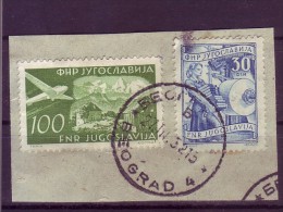 MATULJAK-100 DIN-AIRMAIL-WORKERS-30 DIN-POSTMARK-BELGRADE-SERBIA-YUGOSLAVIA-1950 - Used Stamps