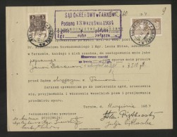 POLAND 1934 POWER OF ATTORNEY WITH 50GR COURT JUDICIAL REVENUE BF#17 & 3ZL GENERAL DUTY REVENUE BF# 108 - Steuermarken
