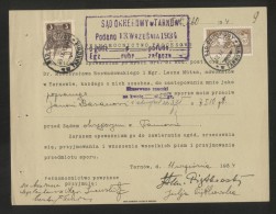 POLAND 1934 POWER OF ATTORNEY WITH 50GR COURT JUDICIAL REVENUE BF#17 & 3ZL GENERAL DUTY REVENUE BF# 108 - Revenue Stamps