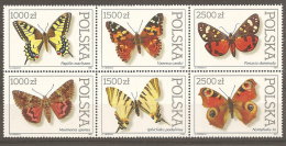 Pologne  Poland Polen Polska  ** MNH   N° YT 3144.49 Papillons Butterflies Mariposas Schmetterling  Bande - Nuevos