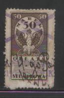 POLAND GENERAL DUTY REVENUE (OPLATA STEMPLOWA) 1920 PERF ISSUE 50MK BROWN BF#022 - Fiscaux
