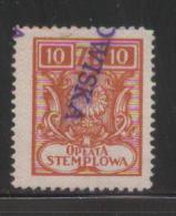 POLAND GENERAL DUTY REVENUE (OPLATA STEMPLOWA) 1947 SMALLER EAGLE DESIGN 10ZL ORANGE BF#132 - Revenue Stamps