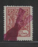 POLAND GENERAL DUTY REVENUE (OPLATA STEMPLOWA) 1947 SMALLER EAGLE DESIGN 25ZL RED-BROWN BF#134 - Fiscales