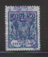 POLAND GENERAL DUTY REVENUE (OPLATA STEMPLOWA) 1947 SMALLER EAGLE DESIGN 50ZL BLUE BF#135 - Fiscaux