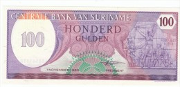 Suriname #128b 100 Gulden 1985 Banknote Money Currency - Surinam