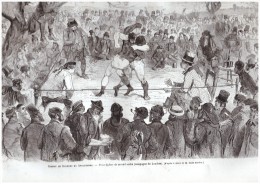 GRAVURE D Epoque    1865.  COMBAT DE BOXE Anglaise  Boxeur  ANGLETERRE - Autres & Non Classés