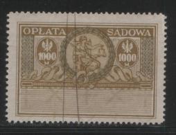 POLAND JUDICIAL COURT REVENUE (OPLATA SADOWA) 1921 HIGH VALUE ISSUE 1000M BISTRE, OCHRE & GREEN BF#007 - Steuermarken