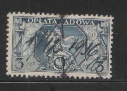 POLAND JUDICIAL COURT REVENUE (OPLATA SADOWA) 1937 ENGRAVED ISSUE 3ZL DARK PRUSSIAN BLUE BF#024 - Fiscaux