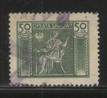 POLAND 1934 POLISH JUDICIAL COURT REVENUE ISSUE OPLATA SADOWA 50GR GREEN & YELLOW BAREFOOT BF#022 - Steuermarken