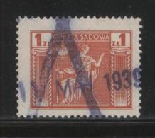 POLAND JUDICIAL COURT REVENUE (OPLATA SADOWA) 1934 ISSUE 1ZL RED BF#023 - Revenue Stamps