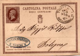 1876 CARTOLINA CON ANNULLO  TORINO - Interi Postali