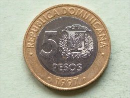 1997 - 5 Pesos / KM 88 ( Uncleaned Coin / For Grade, Please See Photo ) !! - Dominicana