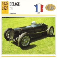 Fiche  -  Early Grand Prix Cars  -  Delage 1500  -  1926  -  Carte De Collection - Autos