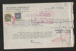 POLAND 1939 POWER OF ATTORNEY WITH  50GR GREEN JUDICIAL COURT FEE REVENUE BF#22 &1ZL GENERAL DUTY REVENUE BF#106 - Revenue Stamps