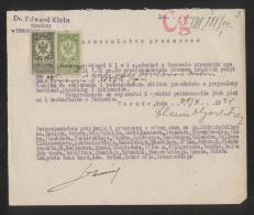 POLAND 1924 POWER OF ATTORNEY WITH 50GR + 20GR GENERAL DUTY REVENUE BF#73, 76 - Revenue Stamps