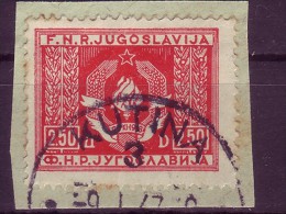 COAT OF ARMS-2.50 DIN-OFFICIAL STAMP-POSTMARK-KUTINA-CROATIA-YUGOSLAVIA-1946 - Oblitérés