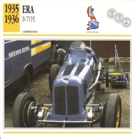 Fiche  -  Early Grand Prix Cars  -  ERA  B-Type  -  1935  -  Carte De Collection - Autos