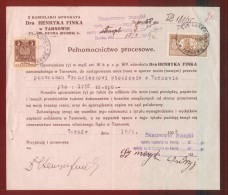 POLAND 1934 POWER OF ATTORNEY WITH 50GR COURT JUDICIAL REVENUE BF#17 & 3ZL GENERAL DUTY REVENUE BF# 108 - Revenue Stamps