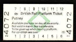 Railway Platform Ticket PUTNEY BRB(S) Green Diamond Edmondson - Europa