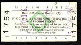 Railway Platform Ticket CHARING CROSS No.1 BRB(S) Green Diamond Edmondson - Europe