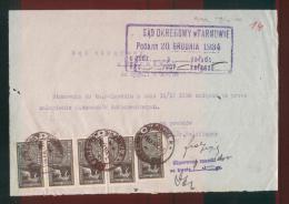 POLAND 1934 COURT FEE DOCUMENT WITH 5 X 80GR COURT DELIVERY FEE REVENUE BF#13 - Revenue Stamps