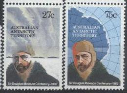 1982 Australian Antarctic Territory AAT -  Sir Douglas Mawson 2v ,map, Clouds, Mi , Yv. 53/54 MNH - Unused Stamps