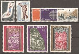 Andorre Année 1970 Compléte 8 Timbres ** N° 201 202 203 204 205 206 207 208 - Ganze Jahrgänge