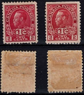 E0140 CANADA 1916, 2  @ SG 231-3 2c + 1c Red, Heavily Mounted Mint - Unused Stamps