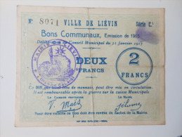 Pas-de-Calais 62 Liévin , 1ère Guerre Mondiale 2 Francs 31-1-1915 Série C.1 R2 ! - Bons & Nécessité