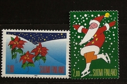 Finlande 1995 N° 1283 / 4 ** Noël, Neige, Père Noël, Patins à Glace, Fleurs, Poinsetia - Neufs