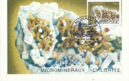 MONACO - Microminéraux Chlorite 1990 -Timbre Et Tampon Jour D'émission - Cartoline Maximum