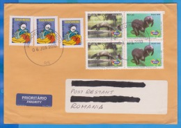 STAMPS ON  COVER, 2010, BRAZIL TO ROMANIA PRIORITY - Covers & Documents